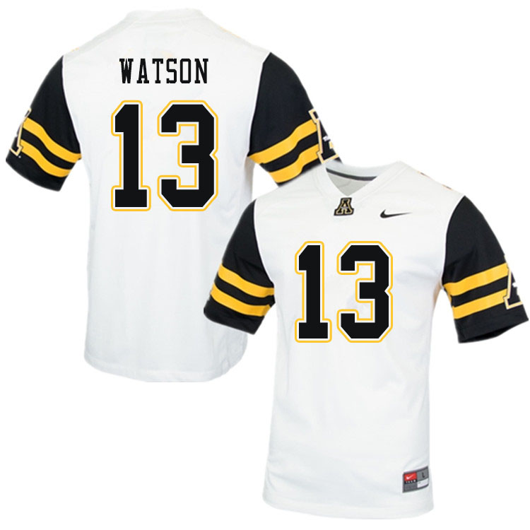 Men #13 Keishawn Watson Appalachian State Mountaineers College Football Jerseys Sale-White